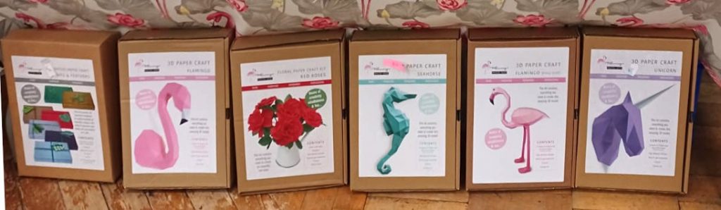 A row of craft kits
