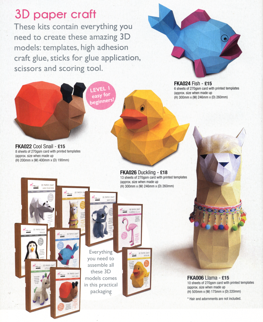 Craft kits: Fish, cool snail, Duckling, llama